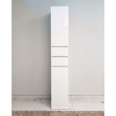 Colonna bagno a terra cm 30x190 con 2 ante e 2 cassetti – bianco lucido (1/5)