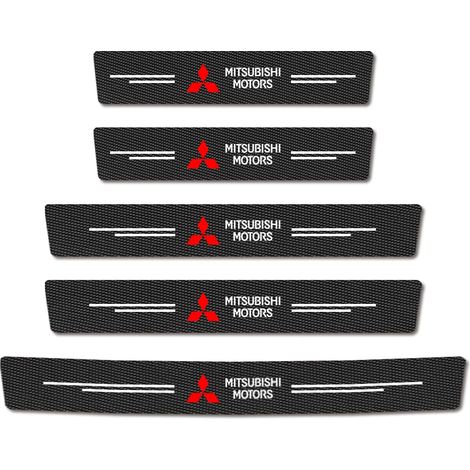 (5 pièces) Autocollants de protection de seuil de porte en fibre de carbone pour Mitsubishi Outlander ASX, Lancer Pajero EVO, L200 et Lancer EX. (1/4)