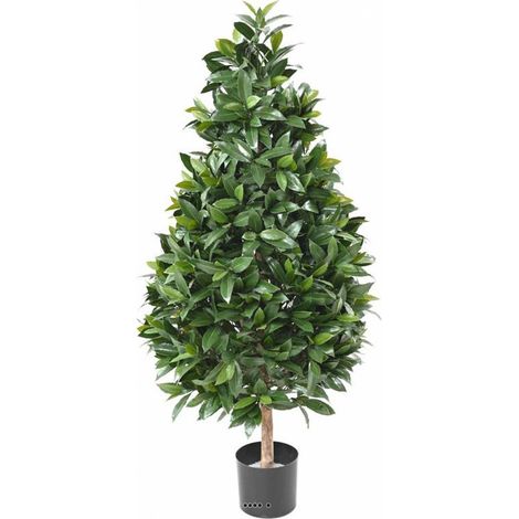 Laurier artificiel sur tronc pour extérieur forme cône H 130 cm L 50 cm - dimhaut: H 130 cm - couleur: Vert