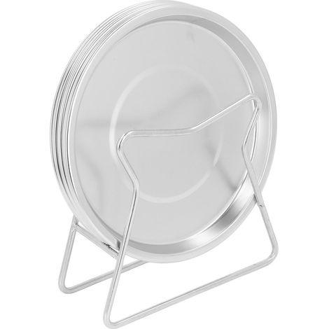 Ensemble de 8 assiettes rondes en acier inoxydable 304 pour rôtir les os, petites assiettes pour les collations et les accompagnements (1/5)