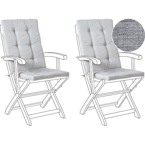 Conjunto de 2 cojines para asiento y respaldo de sillas de exterior con lazos gris jaspeado Maui