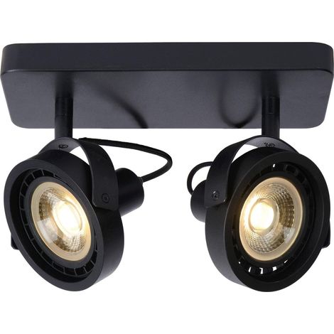 Plafonnier Lucide Tala noir 2 spots GU10 LED dimmable (1/2)