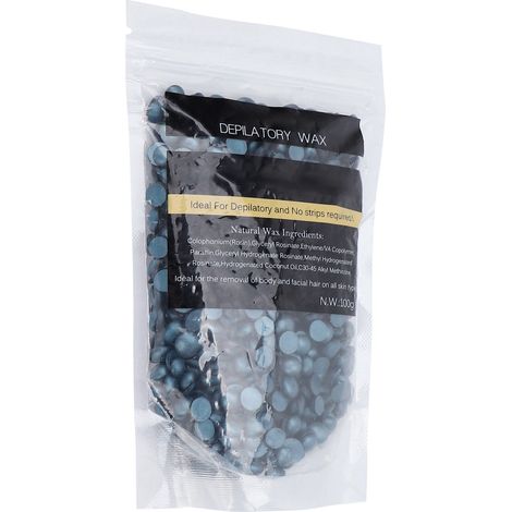 Bille de cire dure dépilatoire Bleu Rétro 100g pour visage, aisselles et jambes - Perles de cire maison sans bandes, épilation efficace et douce à domicile. (1/5)
