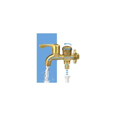 Doppelter 1/2"-Wasserhahn, Messing-Gartenhahn, frostbeständiger Doppelhahn, Waschmaschinenhahn, Doppelkugelventil für Garten und Waschmaschine – Crezuo