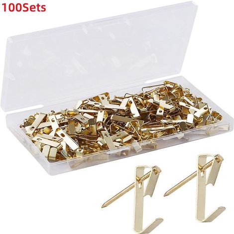 100pcs 30lb Kit De Support Pour Photo Cadre En Acier Inoxydable Attache Cadre Crochets De Suspension Photo Crochet Miroir Suspendre Assortis Accr (1/5)