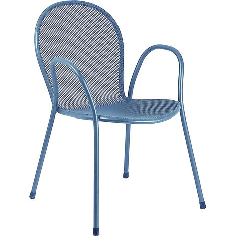 Poltrona Ronda in acciaio Azzurro marina 60x65x82h cm impilabile