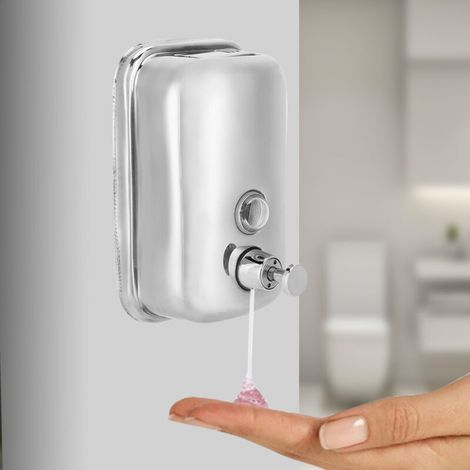 SJLERST Distributeur de savon mural manuel en acier inoxydable de 500 ml avec distributeur de lotion pour salle de bain à domicile (1/5)