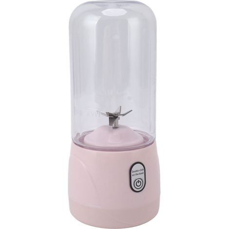Blender portable rechargeable USB, mini presse-agrumes à 6 lames, gobelet pour fruits, idéal pour les voyages, le sport et la cuisine, 410 ml, rose (1/5)