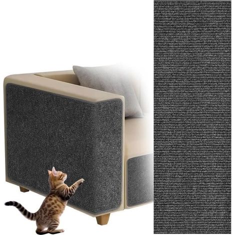 Tapis Griffoir pour Chat Auto-adhésif, 30 x 100cm Tapis à Gratter Autocollant pour Chat, Climbing Cat Scratcher(Gris foncé) (1/4)