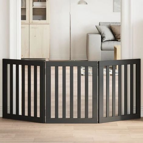 Porte pliante pour chien, modèle en 3 parties, en bois de peuplier noir.