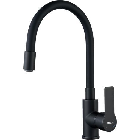 Robinet Cuisine Flexible Chromé – Mitigeur Cuisine Pivotant à 360°, Robinet de Cuisine en Laiton Durable, Robinetterie de Cuisine avec Perlator Économiseur d'Eau,noir mat (1/5)