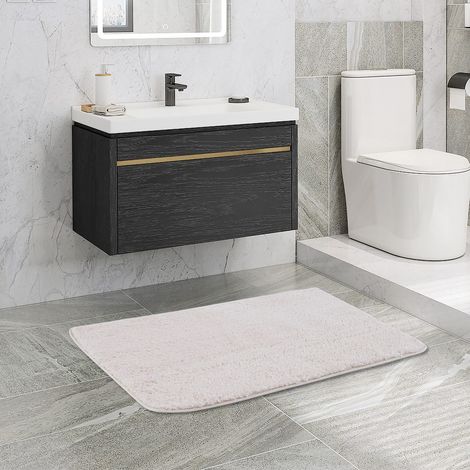 Grand tapis de bain 60 x 120 cm, beige, antidérapant, lavable, super absorbant et anti-taches, résistant à l’usure et à la moisissure (1/5)