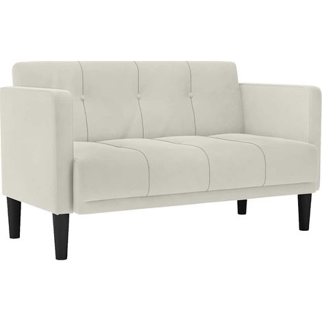 Canapé Sofa deux places Crème 111 cm Velours (1/5)