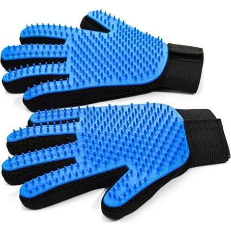 Guantes para eliminar el pelo de perros y gatos, Aptos para perros y gatos (1 par, azul), Universal (1/5)