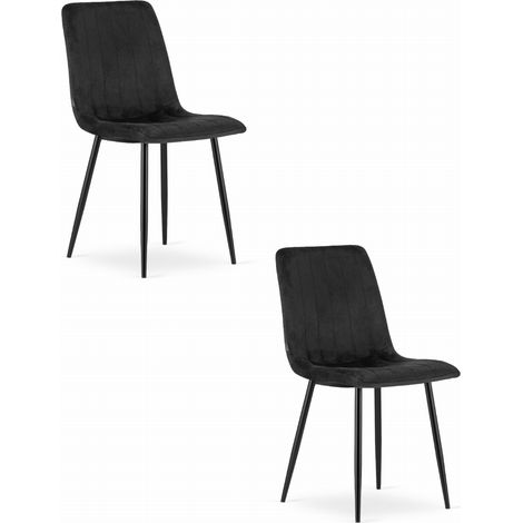 Fauteuil Valora JEWA velours noir ergonomique salon lot de 2 (1/5)