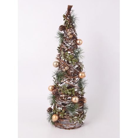 Deko-Weihnachtsbaum mit Weihnachtsschmuck Rattan 56 x 17 cm grün gold Weihnachtscharaktere