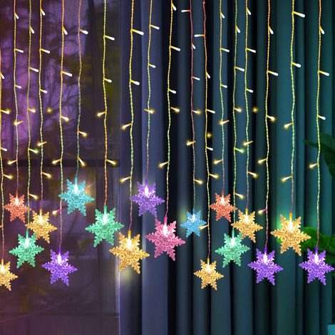 SWANEW Catena luminosa a LED Tenda a LED con fiocco di neve per interni decorazione natalizia per esterni festa multicolore IP44 (1/5)