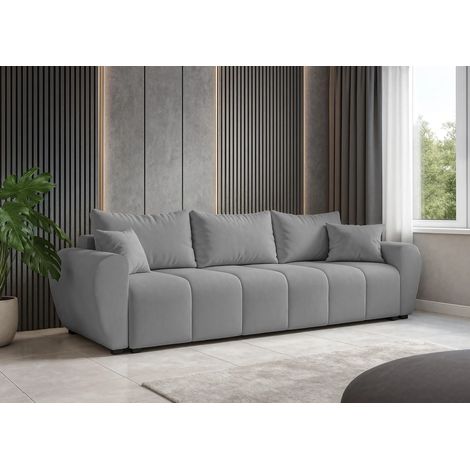 AX LIVING Malatya Big Sofa mit Schlaffunktion Schlafsofa Hellgrau 246