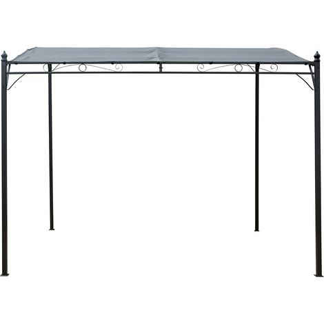 Anbaupergola mit Neigung aus Metall - 3 x 2,5 m - Grau (1/4)