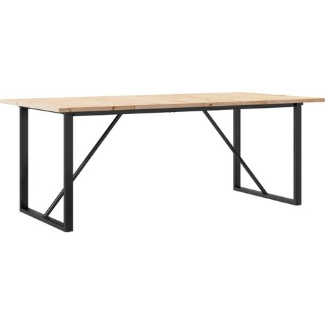 Maison Exclusive - Tavolo Pranzo Telaio a O 200x100x75,5 cm Legno Pino e Acciaio