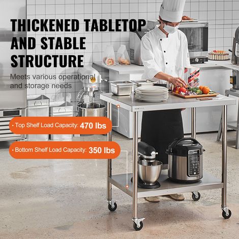 Table de Travail en Acier Inoxydable 76 - 2 x 91 - 4 x 95 - 5 cm (1/5)