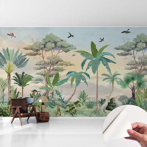 Carta da parati adesiva - fotomurale - facile da applicare - per la soggiorno - camera da letto - Flora esotica 416x254 cm (1/5)
