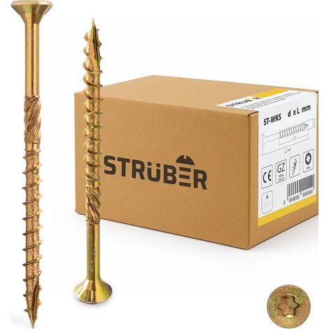 200 - Vis à bois - Tête fraisée Torx - Acier zingué jaune - Pour toiture et menuiserie - 5,0 x 80 mm (1/5)