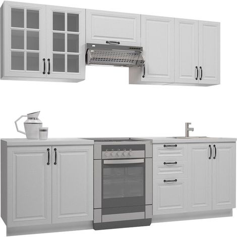 Conjunto de cocina Houston Lumen II , 240x60cm, Encimera, MDF, MDF, Vidrio, Aglomerado laminado (1/4)