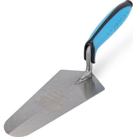 Maurerkelle – Kohlenstoffstahl – Ergonomischer Griff mit Schutzhülle – Zum Glätten und Mischen von Mörtel – Baustelle – Grau – 18 cm (1/5)