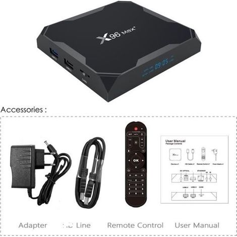 X96 Max Plus Smart TV Box, Android 1000, Amlogic S905x3, Quad-Core, 4 GB RAM, 32 GB ROM, 8K-Mediaplayer, 9,0 MB, mit (1/4)