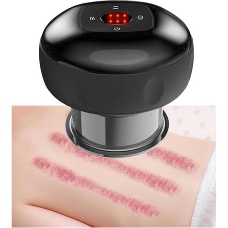 Kabelloses Massagegerät mit Schröpf- und Gua-Sha-Funktion – 6 Stufen – Einstellbare Wärme – Tragbar – Für Rücken, Schultern und Beine – Schwarz (1/5)