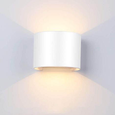 Modern Wandleuchte LED Wandlampe Up Down Aluminium Wandbeleuchtung Innen Außen für Schlafzimmer Korridor Wohnzimmer Treppen, 12W Warmweiß - Weiß
