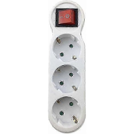 Adaptateur de prise de courant à trois broches avec interrupteur, connecteur de rallonge multiprise à trois fiches rondes (1/4)