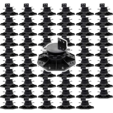 XPOtool Lot de 60x Plots de terrasse – Charge 2700 kg – Hauteur réglable 33-64 mm – en PP – Pieds de support pour Lames Dalles Lambourdes