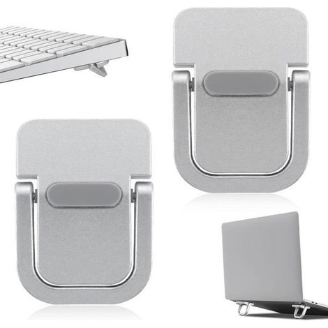 Set mit 2 Mini-Laptop-Tastaturhaltern – Selbstklebende Tastaturhalterung für die meisten Tastaturen (Silber) (1/5)