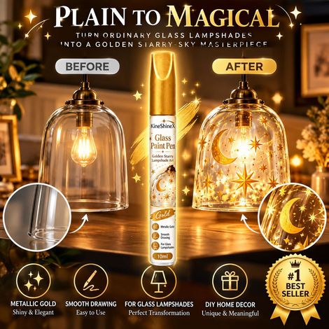 KineShineX Goldglas-Lampenschirm Sternenhimmel-Lackstift Metallic-Gold-Glas-Lackstift Mond und Sterne (1/4)