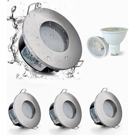 Set di 4 Faretti ad Incasso LED IP65 impermeabile, 5W 3000K Bianco Caldo faretti da Incasso Per bagno e cucina, illuminazione da Incasso a Soffitto coppa 68mm Nichel Satinato finitura lampada con Cust (1/5)