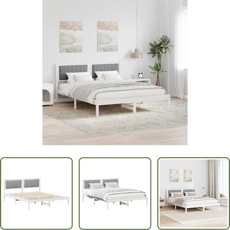 vidaXL Estructura de Cama con Cabecera Tapizada Gris Claro (1/5)