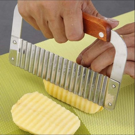 Zerknitterter Kartoffelschneider, Wellenschneidermesser, verbesserte Edelstahlklinge, sicheres Küchengerät, Wellenschneider für Obst, Gemüse, Karotten und Kartoffeln (1/5)