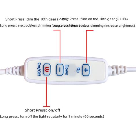 Lampe Led Ronde 5v - Interrupteur Ligne Variateur - Intérieur Extérieur Travail Lecture - 1 Pièce (1/2)