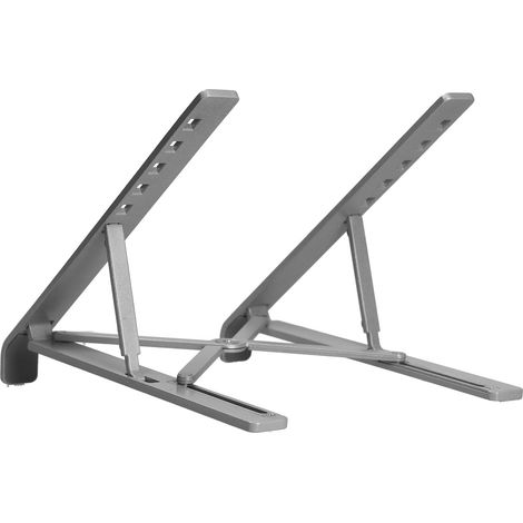 Support tablette aluminium pliable, refroidisseur réglable pour PC portable, support bureau argenté, accessoire informatique ergonomique. (1/5)