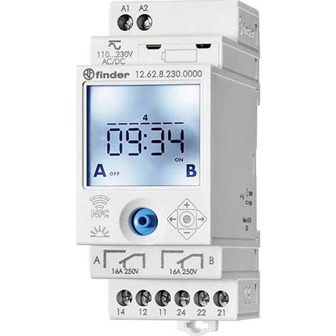 Finder 12.62.8.230.0000 Temporizzatore per guida DIN 230 V/DC, 230 V/AC Programma settimanale (1/4)
