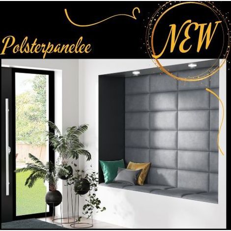 Polsterpaneele 10 Stk. Wandpaneele 30x40cm Grau Samt Velour Bettkopfteil Wandkissen (1/3)