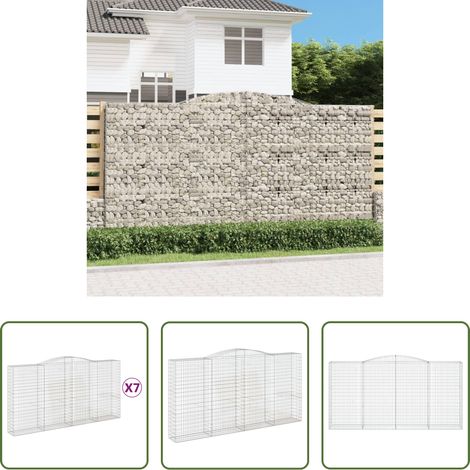Schalldämmung - Gabionen mit Hochbogen 7 Stk. 400x50x200/220cm Verzinktes Eisen (1/5)