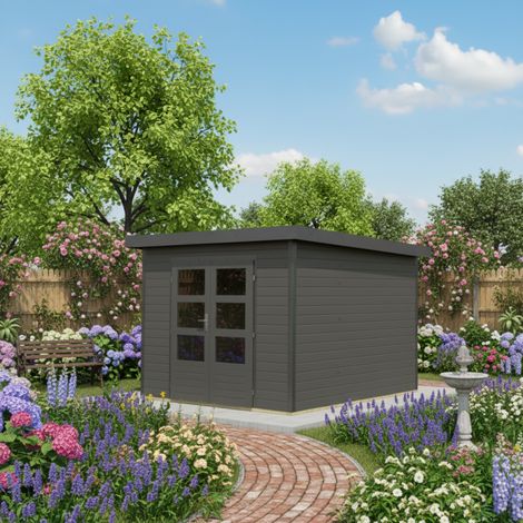 Abri Jardin Bois-Métal 7,34m² Pluto Karibu Gris Anthracite (1/5)