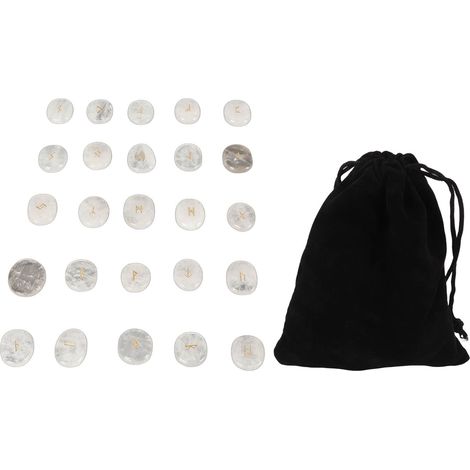 25 Pierres de Runes Naturelles Blanches en Cristal, Gravure Exquise, Lot de Méditation pour Prière, Divination et Guérison (1/5)