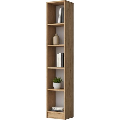 Libreria Cesio, Biblioteca 4 Ripiani, Installazione Libera, Struttura Verticale, 30x25x170h cm Marrone Rovere