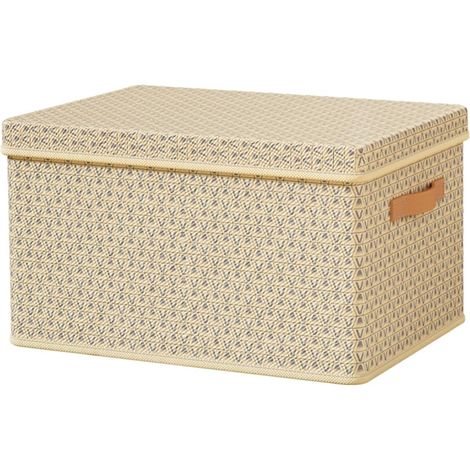 Caja de almacenamiento plegable de PP reforzado, ideal para dormitorios, gran capacidad, puede guardar ropa, juguetes y otros artículos, juego de 2, color beige (443020CM) (1/5)