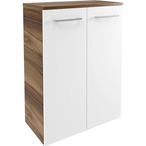 FACKELMANN Verona Doppel Midischrank - Weiß Hochglanz - Nussbaum (1/5)