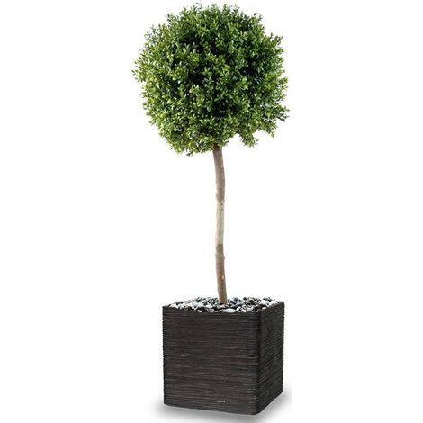 Buis boule artificiel H 110 cm D 45 cm tronc naturel Int Ext en pot - dimhaut: H 110 cm - couleur: Vert